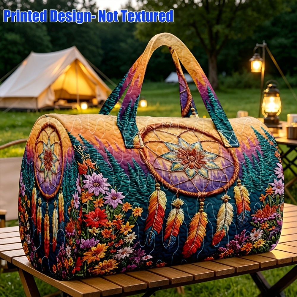 1 peça Dream Catcher Flower Forest Art Print Bolsa feminina acolchoada estilo boêmio Bolsa de bagagem de viagem de grand