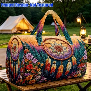 1 peça Dream Catcher Flower Forest Art Print Bolsa feminina acolchoada estilo boêmio Bolsa de bagagem de viagem de grand
