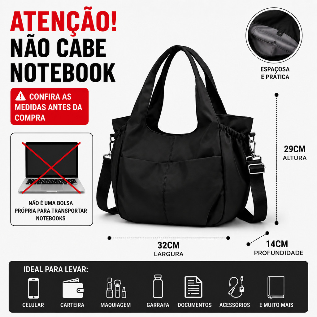 bolsa feminina de tamanho medio em Nylon Impermeável bolsa de ombro transversal para  academia  viagens