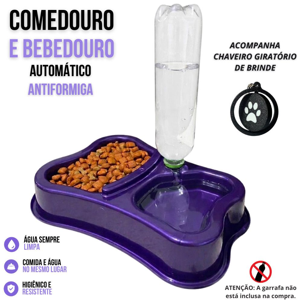 Comedouro Bebedouro 2 em 1 duplo Cães e Gatos - Automático Antiformiga | Resistênte e durável | Médio e Pequeno porte