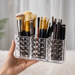 Porta Pincel Diamante Organizador Acrílico Maquiagem