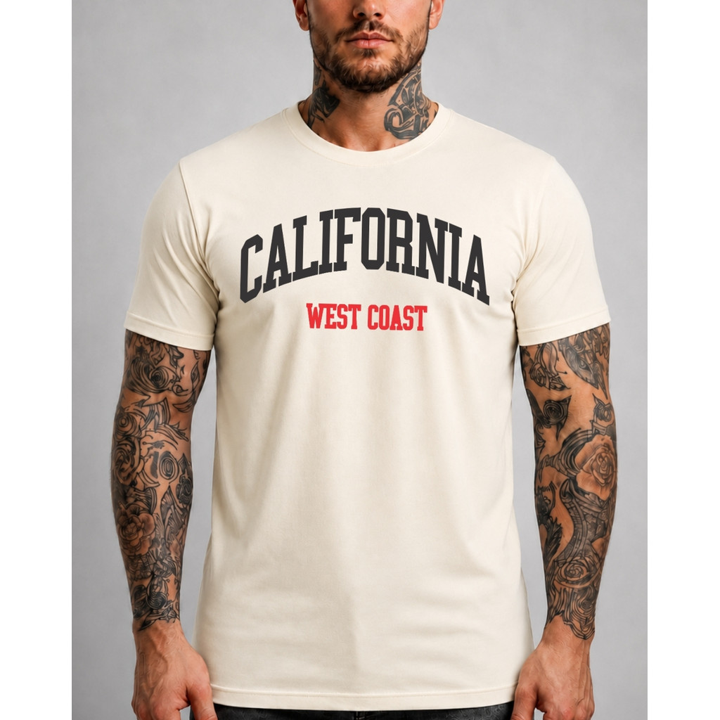Camiseta Masculina Slim Fit Estampada California Novidade Camisa 100% Algodão Estilosa