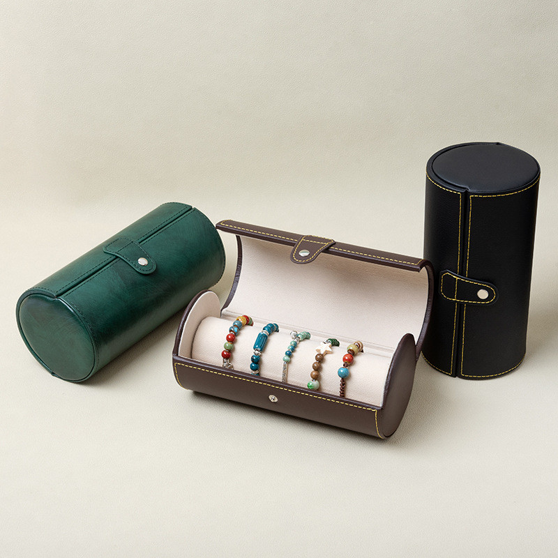 Caixa de armazenamento de pulseira portátil de grande capacidade, pulseira cilíndrica com contas, Anti-poeira, caixa de 