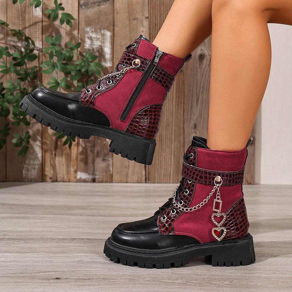 Botas Martin de sola grossa femininas, botas da moda femininas, botas casuais leves de cavaleiro femininas, botas curtas