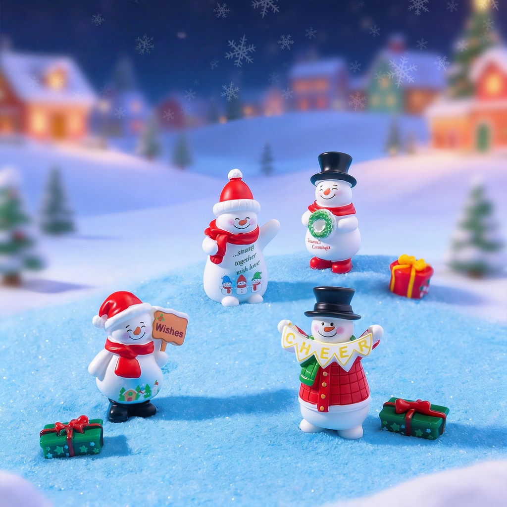 Papai Noel e Boneco de Neve Natalino Decoração Fofa Enfeite de Resina Cenário de Natal Presente — imagem 2 de 2