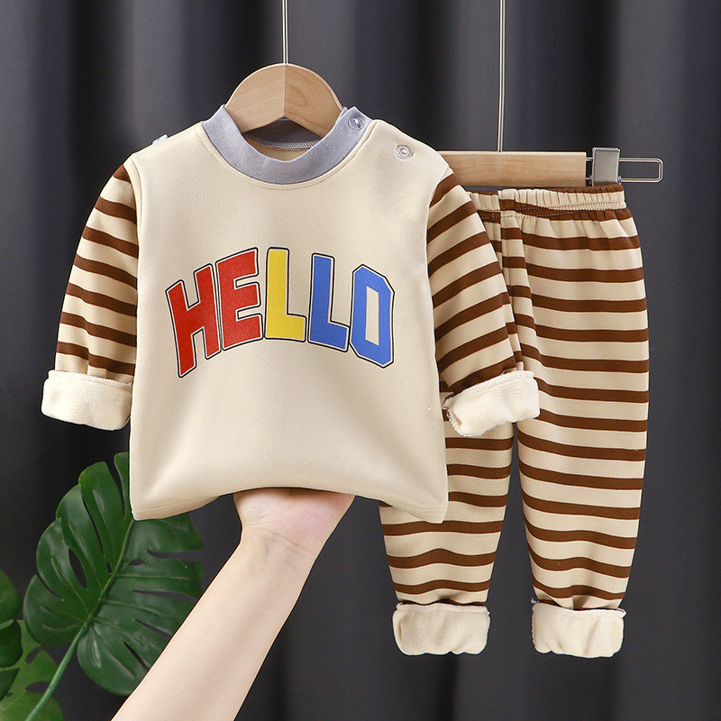 80-150 CM Meninos Meninas Desenhos Animados Impressos Conjunto de Roupa Interior Térmica Pequeno Médio Crianças Forro de