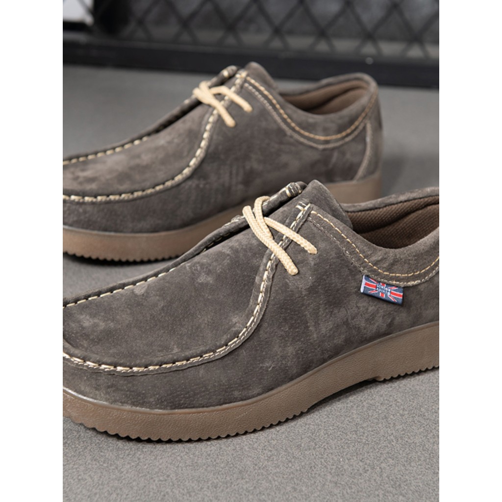 Sapatos masculinos de outono pequenos sapatos de couro masculino Nubuck couro camurça rendas sola macia couro genuíno Ca