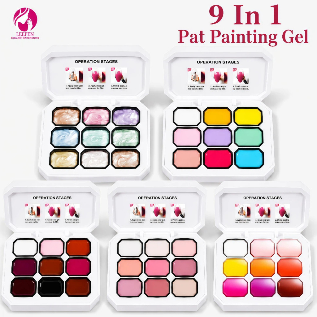 Gel Paint 9 Cores para Unhas Nail Art Paleta Gel Pintura Alta Pigmentação Degradê Decoração Manicure