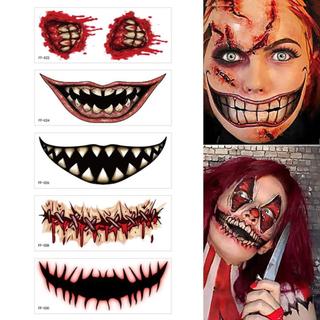Adesivo Facial De Boca Grande ZHDYEB , Adesivos De Tatuagem De Terror De Halloween Com Maquiagem Sangrenta À Prova D'águ