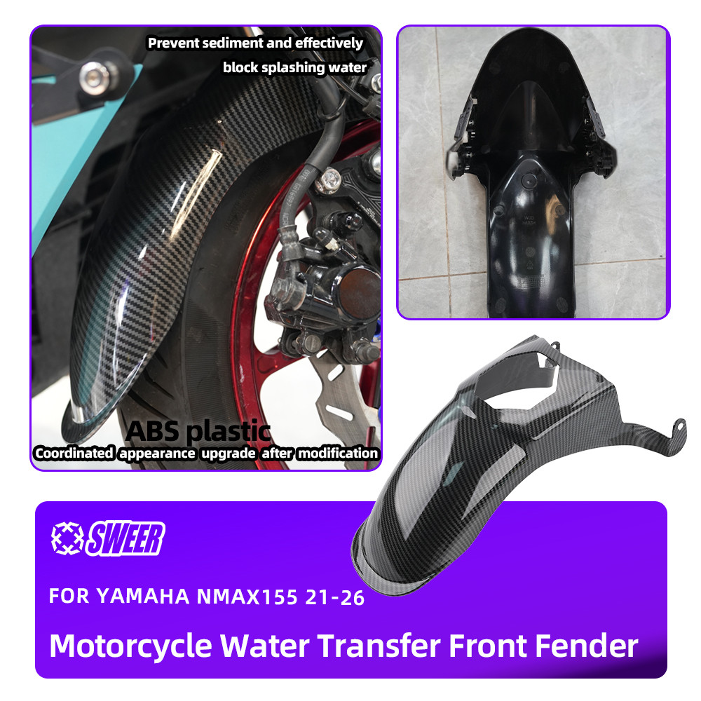 Sweeer Para YAMAHA NMAX155 TURBO 2021-2026 V3 Modificação Da Motocicleta Frente Fender Extensor De Fibra Carbono Olhar