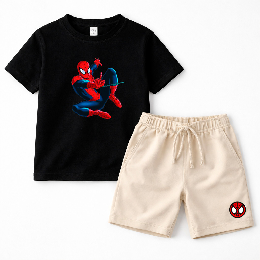Conjunto Infantil Homem-Aranha com Camiseta Estampada DTF + Short Moletinho – Kit Confortável e Estiloso