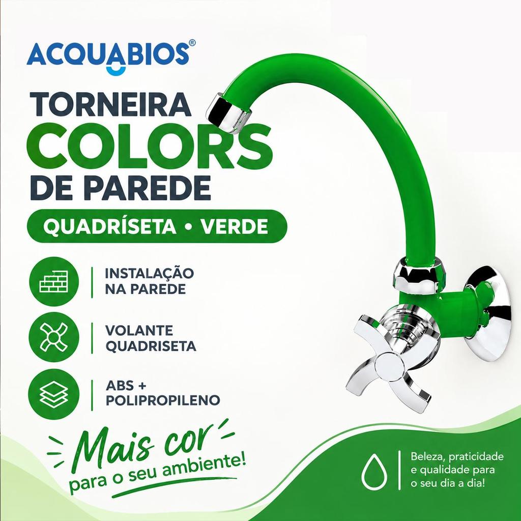 Torneira De Abs Cozinha Verde Acquabios Linha Colors De Pia Parede Bica Móvel — imagem 2 de 2