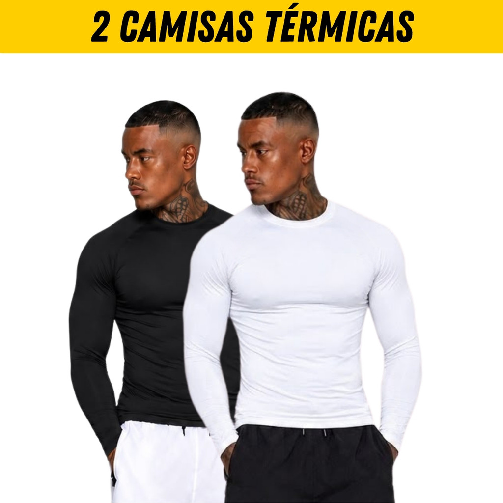 Kit 2 Camisa Térmica Segunda Pele Proteção Solar Manga Longa Academia Corrida