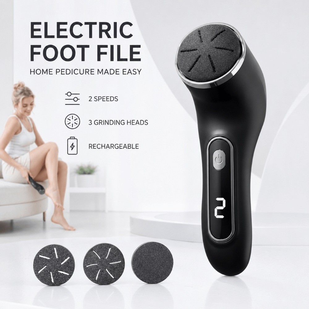 Moedor De Pés Elétrico , Removedor De Calos Recarregável USB Com Vácuo , 2 Velocidades , 3 Cabeças De Moagem Para Pele M
