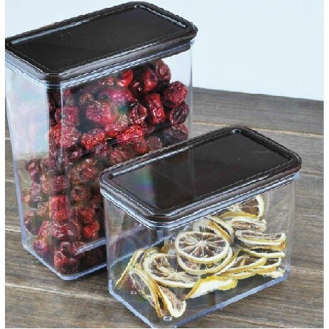 Loja de chá de leite dedicada caixa de pó de frutas selada pode plástico transparente quadrado barril de grãos de café g