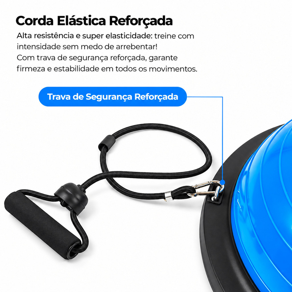 Bosu Ball Meia Bola Azul Ginástica E Yoga Com Elástico Deend · foto 2