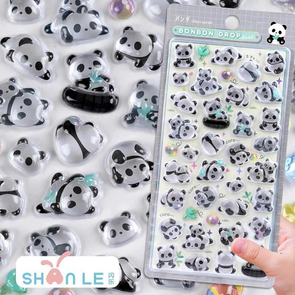 Japonês bonito Animal Panda tridimensional em relevo adesivos pequeno nariz Ga crianças meninas capas protetoras do tele