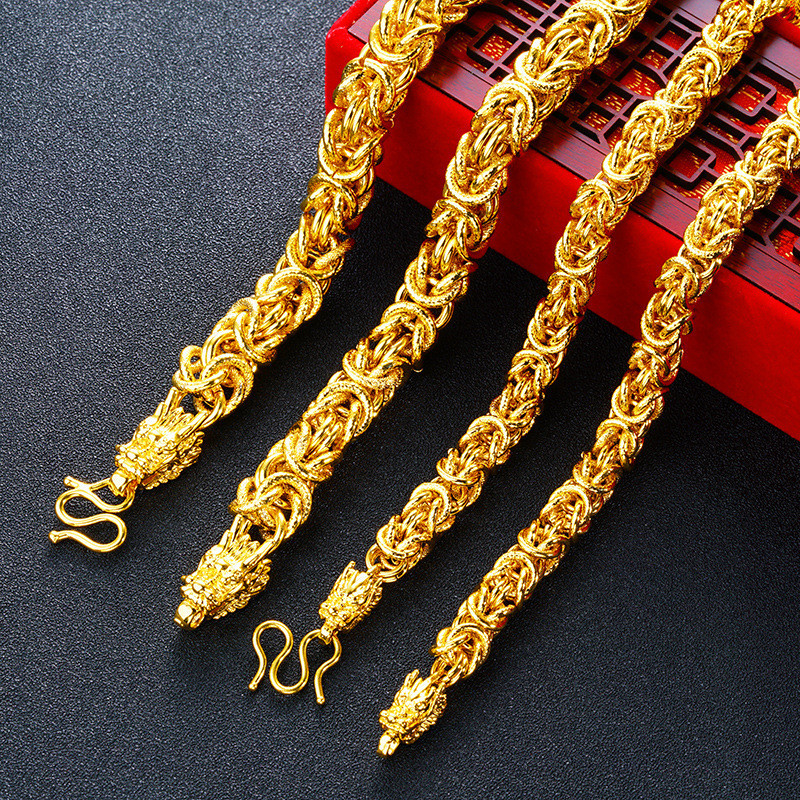 Bangladesh ouro vermelho masculino pano padrão dragão cabeça colar de bronze banhado a ouro colar de longa duração não d