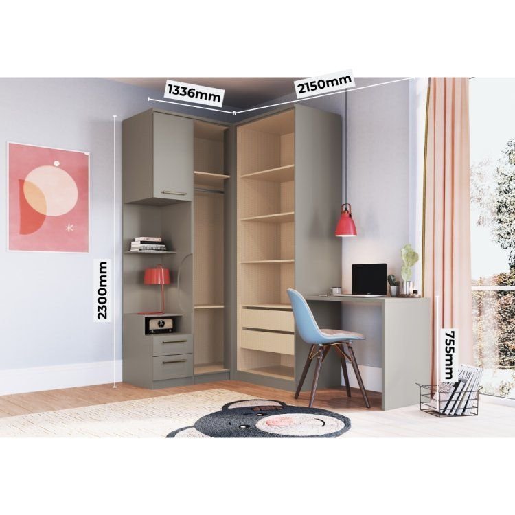Guarda Roupa Solteiro Modulado 4 Peças Elegance Cinza/Níquel · foto 2