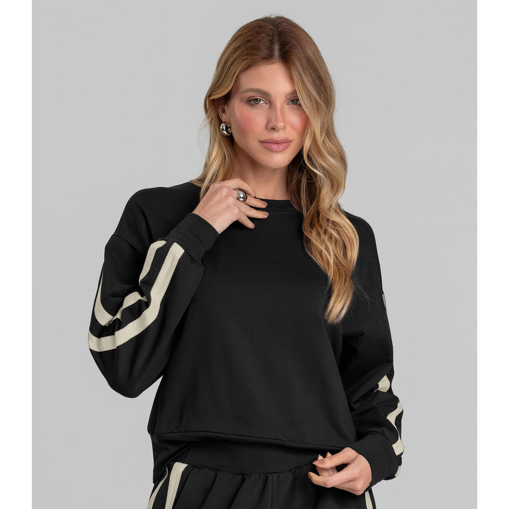 Moletom Feminino Em Molecotton Peluciado Dianna Preto
