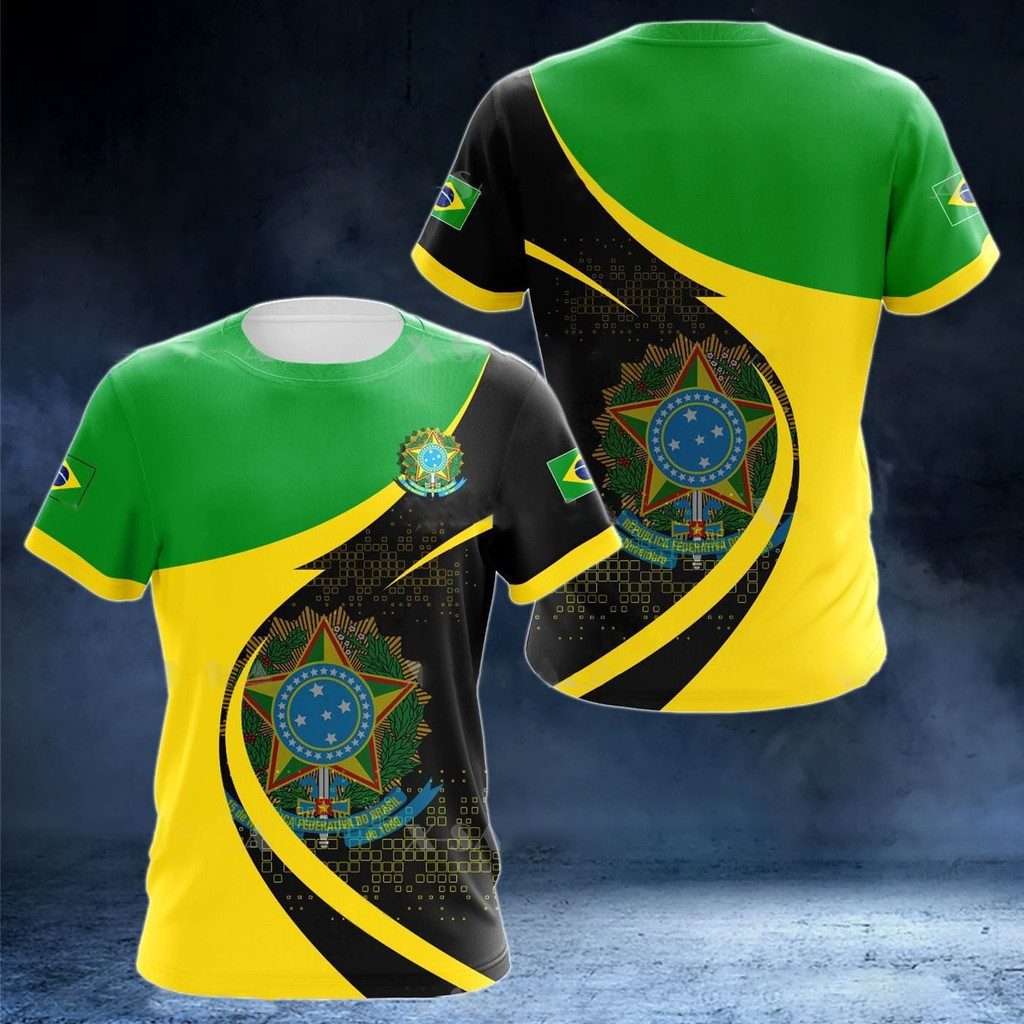 Camisa masculina brasil 3D camiseta em torno do pescoço time de futebol moletom rua DIY pode ser fixo básico público