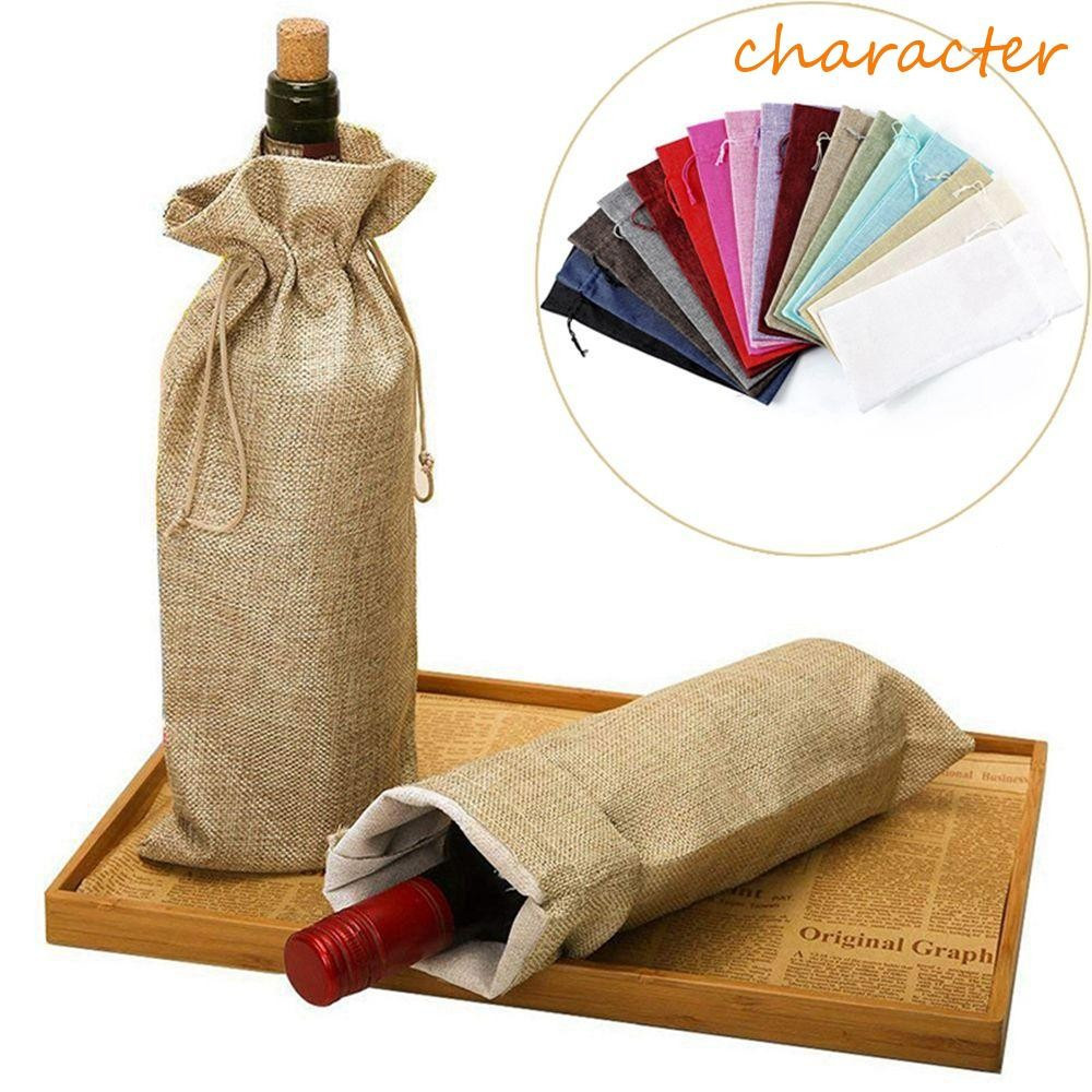 CHARACTER Bolsa para Vinho 750ml Multicolorida 10 unidades/conjunto Tecido de Linho Cor Champanhe YTKC