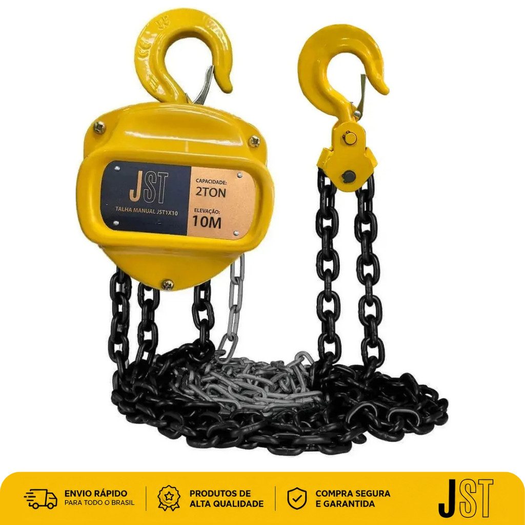 Talha Manual De Corrente 2 Toneladas 10 Metros Freio Duplo JST 2000kg