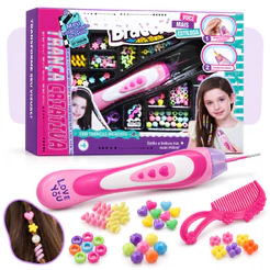 Kit Miçangas para Cabelo com Aplicador Penteado Infantil Trança Trancinha Coloridas Menina Presente Aniversário Kizumba