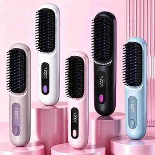 Escova Alisadora Sem Fio Recarregável Bivolt com 3 Temperaturas e Carregamento USB-C