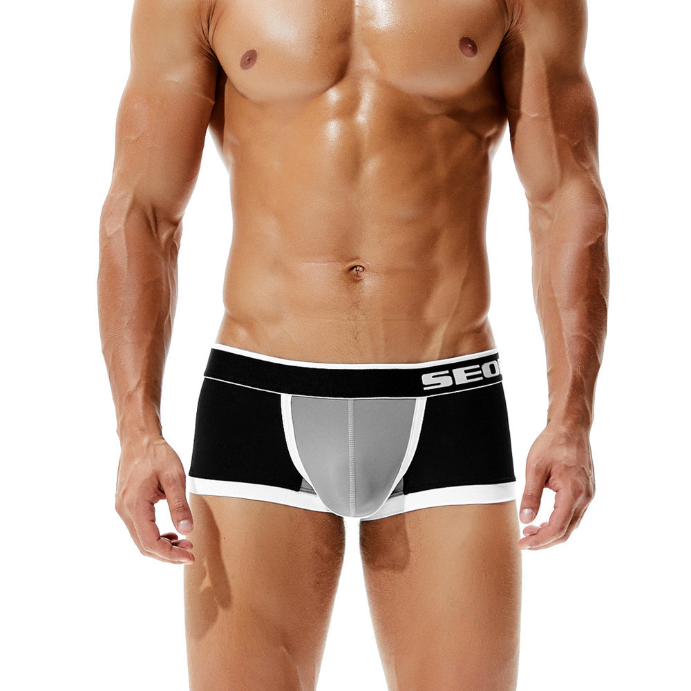 Novo produto cueca boxer masculina jovem cintura baixa com bloqueio de cores