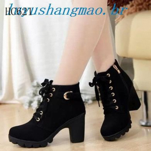 Botas curtas de salto grosso para mulher, modelo de outono e inverno, HL550.