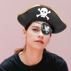 Tapa Olho de Pirata Acessório De Festas e Cosplay Fantasia Cor Preta Estilo Caveira