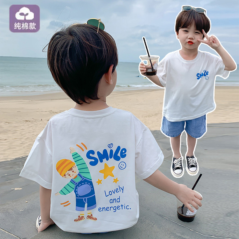 Crianças na moda impresso roupas infantis de manga curta camiseta meninos verão novo estilo crianças respirável camiseta