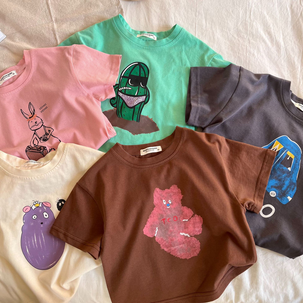 Crianças puro algodão de manga curta camiseta verão versão coreana Casual All-Match meninos meninas crianças roupas do b