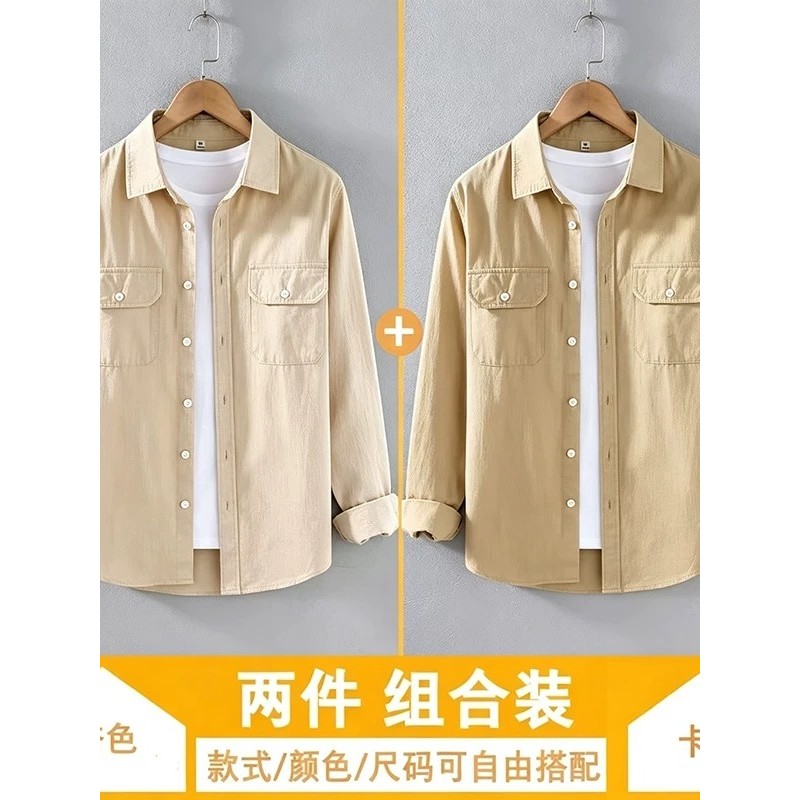 Resistente ao desgaste resistente à sujeira comércio exterior americano manga comprida macacão camisa masculina primaver