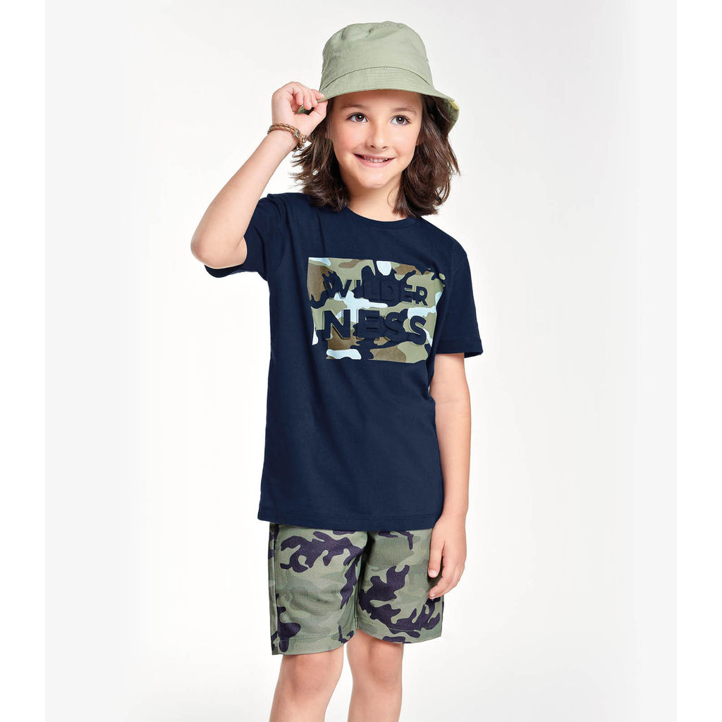 Conjunto Infantil Camiseta Com Bermuda Trick Nick Azul