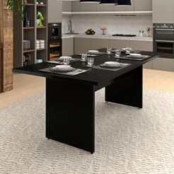 Mesa de Jantar 6 Lugares Cozinha 200x100cm MDP Preto