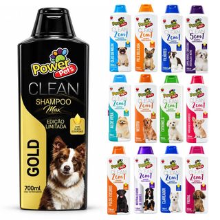Shampoo Cachorro Power Pets 700ml Pet Banho Higiene Limpeza Diversas Fragrâncias 2 em 1 Condicionador