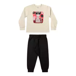 Conjunto Longo Infantil Menina Estampado Elian Bege