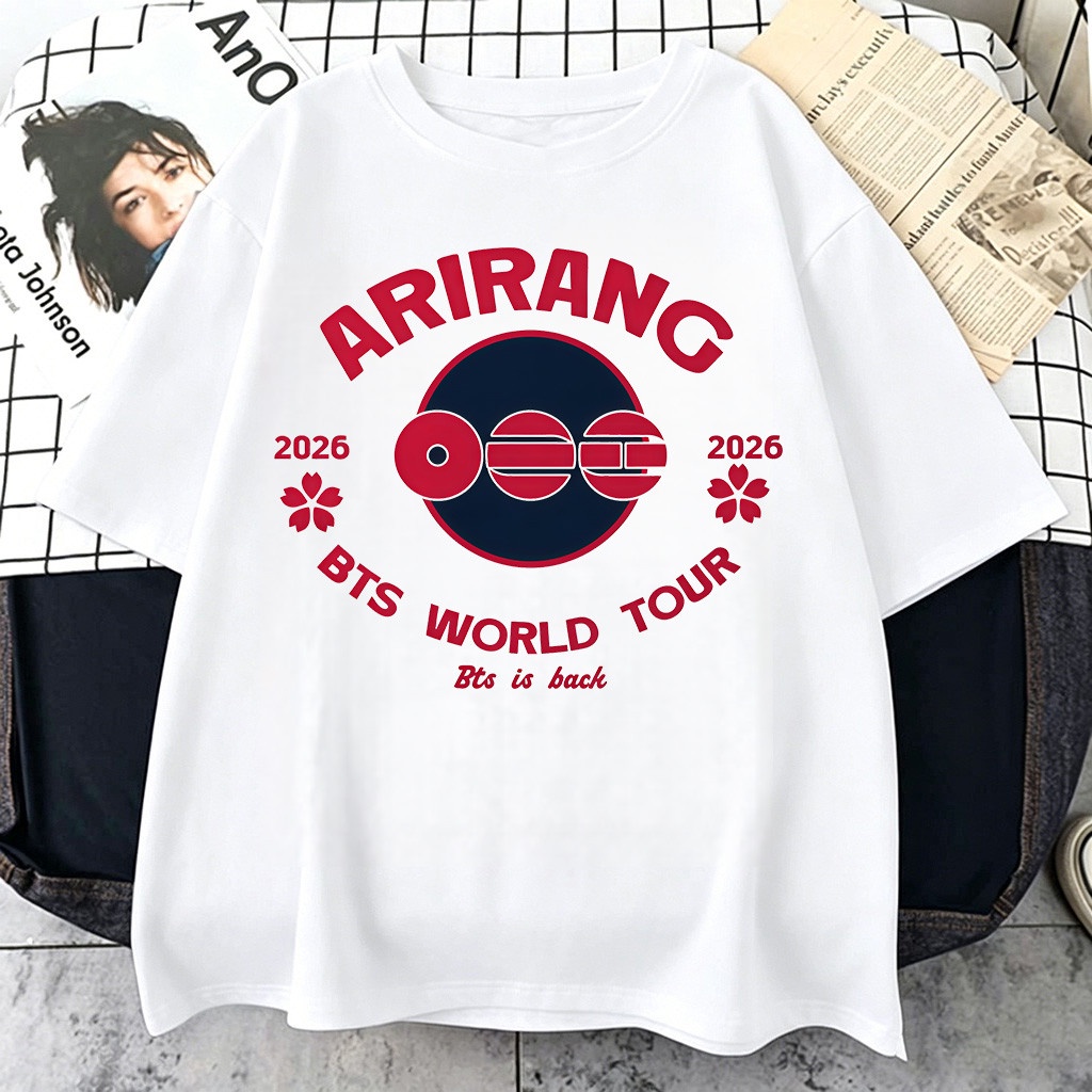 [Camiseta Premium em Algodão Puro]LILI Camiseta Feminina Oversized Streetwear Bts World Tour 2026, Em Algodão Puro