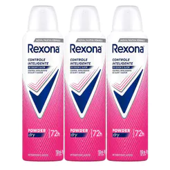 Kit Desodorante Aerosol Rexona Powder Dry 150ml - 3 Unidades