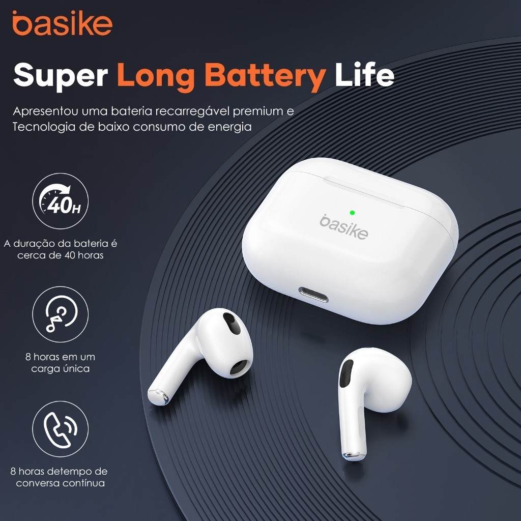 Fone Bluetooth Basike Sem Fio Bluetooth 5.4 Hi-Fi Gamer Esportivo 9856 — imagem 2 de 2