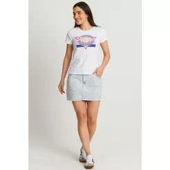 Saia Curta Com Strass Planet Girls Jeans Claro