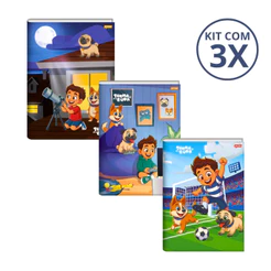 Kit Com 03 Cadernos Brochura 80 Folhas Turma do Duda - Jandaia