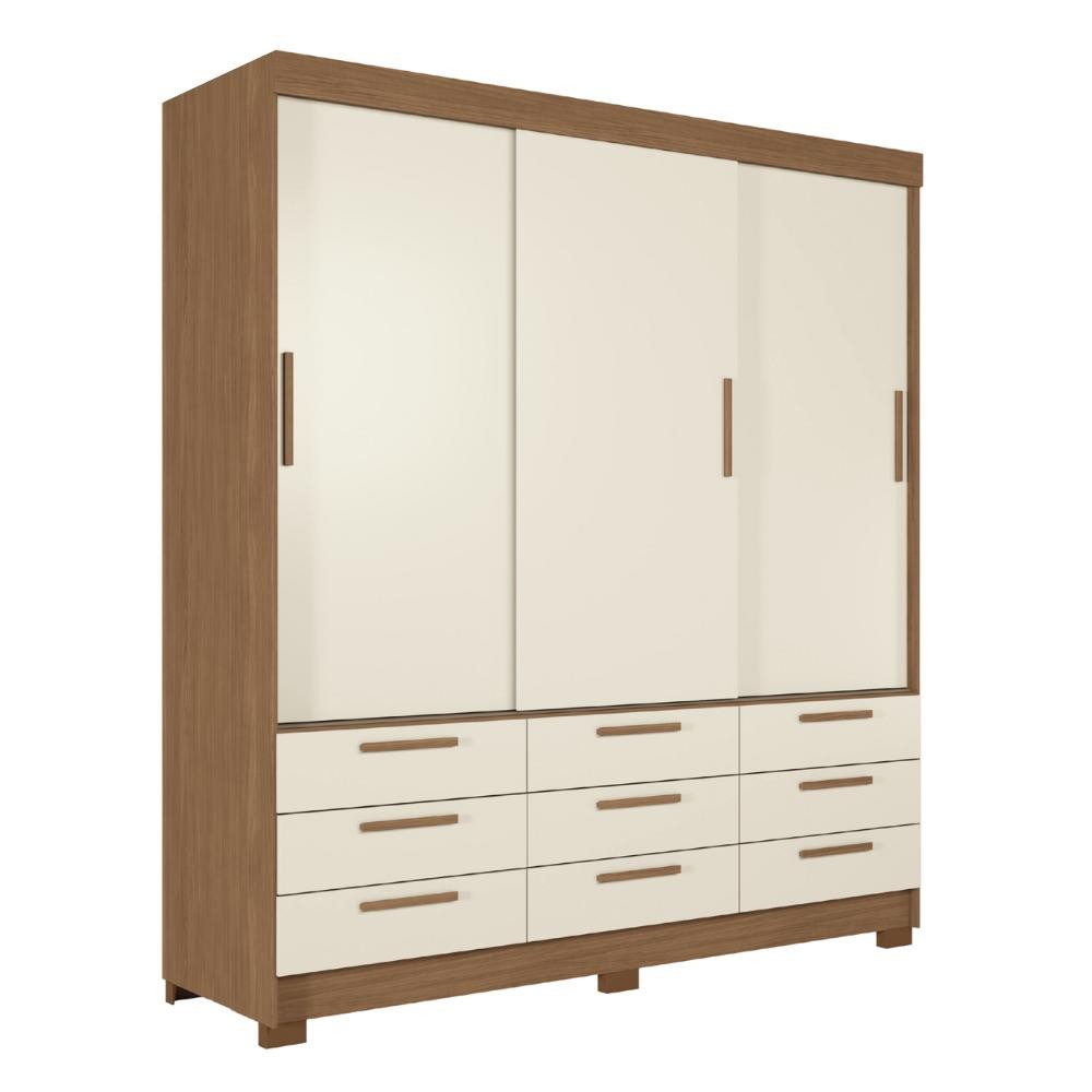 Guarda Roupas Casal 3 Portas 9 Gavetas Uraí Andirá em Oferta na Shopee