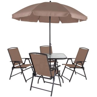 Conjunto de Mesa e Guarda-Sol Acapulco com 4 Cadeiras para Jardim MOR em Oferta na Shopee