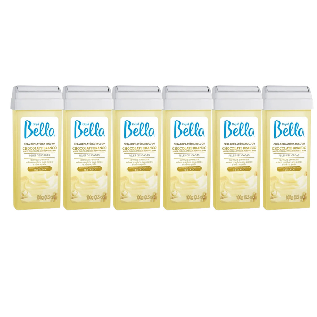Kit Cera Depil Bella Roll-on Chocolate Branco 6 unidades em Oferta na Shopee