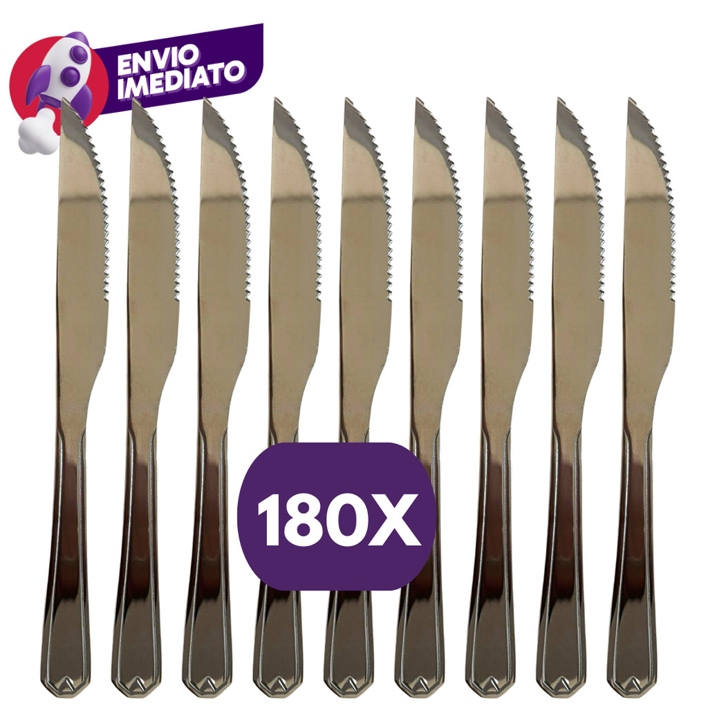 Kit Faca Mesa Jogo Talher Refeição Jantar Churrasco Inox Premium Cozinha Buffet Restaurante Bar