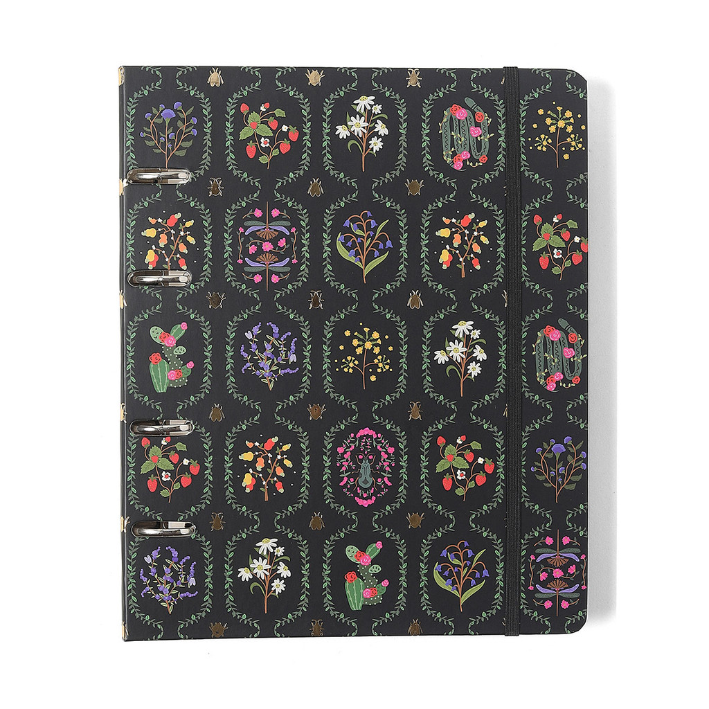 Caderno argolado criativo 17x24 100 folhas Jardim Preto Cicero em Oferta na Shopee