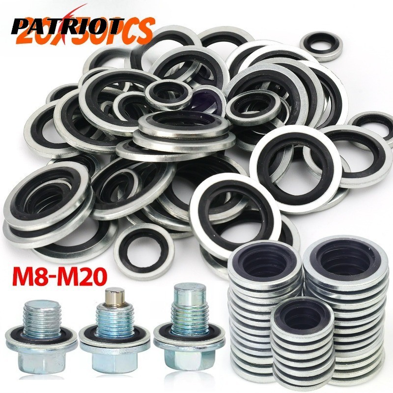 Arruela De Vedação De Junta De Plugue De Drenagem De Óleo Kit Universal Borracha Nitrílica Galvanizada De Aço Carbono , em Oferta na Shopee